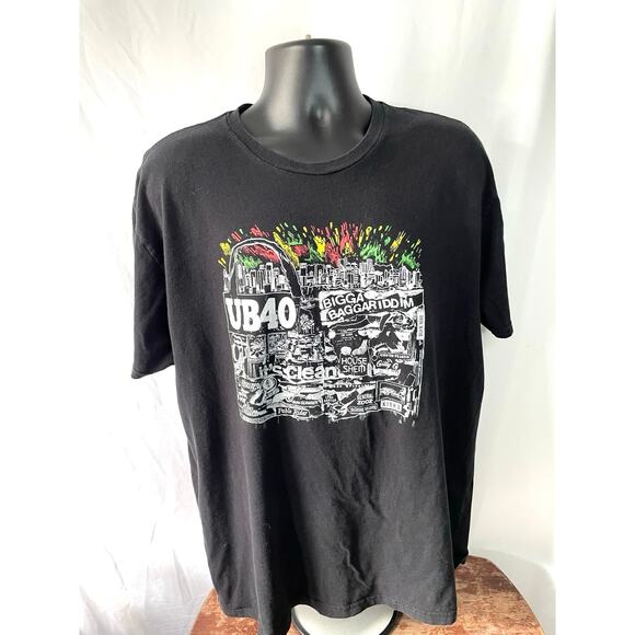UB40 Bigga Baggariddim Graphic T-Shirt Black XL - Picture 1 of 6